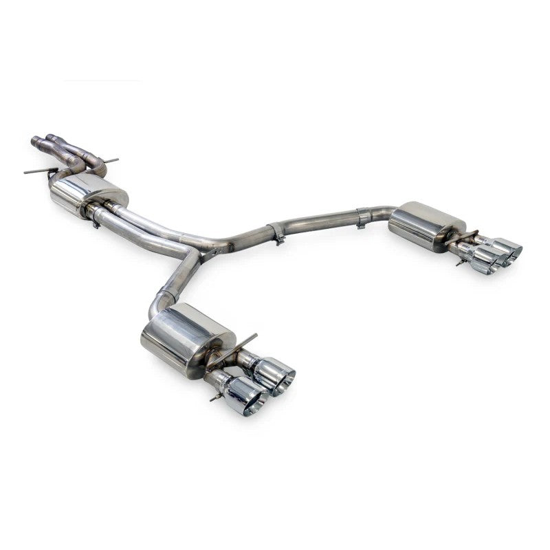 AWE Tuning Touring Edition exhaust system with quad 102mm double-walled chrome silver tips for Audi A6 Quattro.