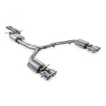 AWE Tuning Touring Edition exhaust system with quad 102mm double-walled chrome silver tips for Audi A6 Quattro.
