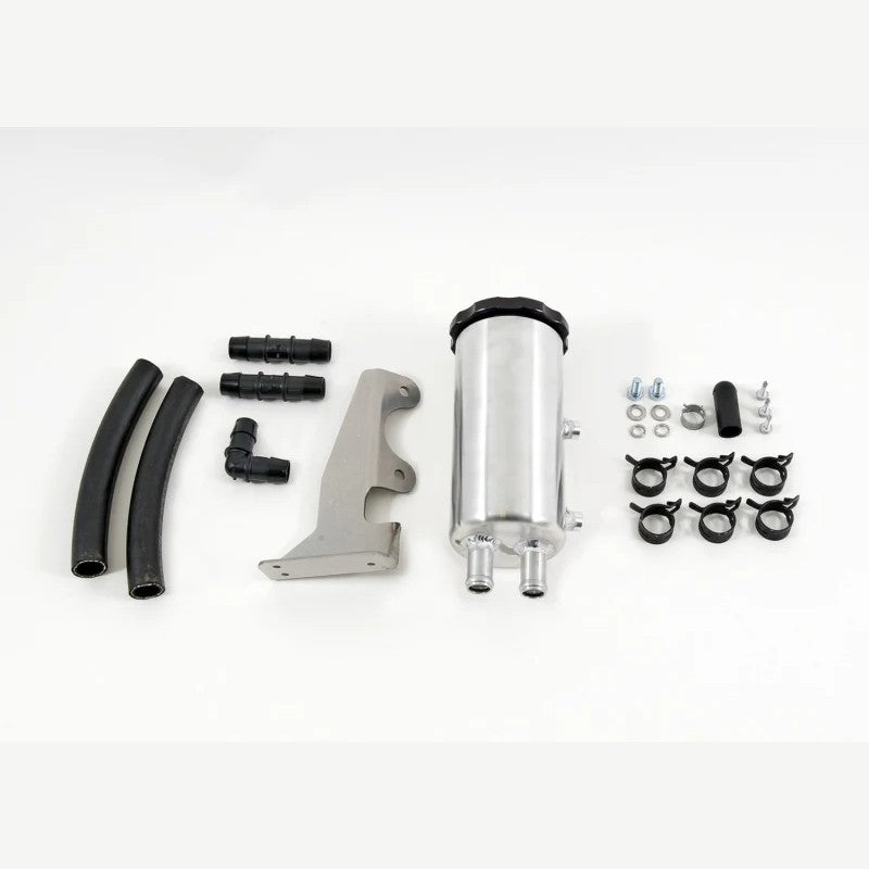 AWE ColdFront 6061 billet aluminum coolant reservoir with laser-etched anodized cap for Audi 3.0T.