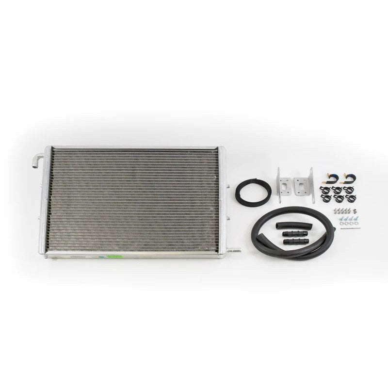 AWE Tuning ColdFront aluminum heat exchanger for Audi B8 and 8R 3.0T engines with integrated bleed screw.