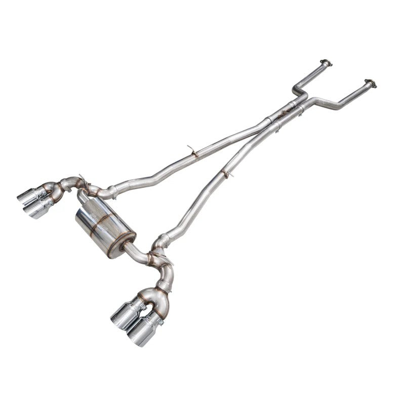AWE Tuning Touring Edition cat-back exhaust system for BMW G90/G99 M5 with quad 4.5 inch chrome silver tips.