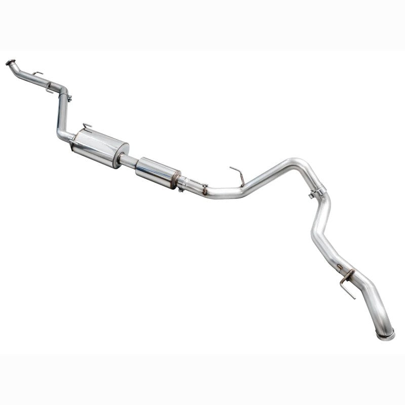 AWE Tuning BashGuard high-clearance T304L stainless steel cat-back exhaust for 2024-2026 Toyota Tacoma.