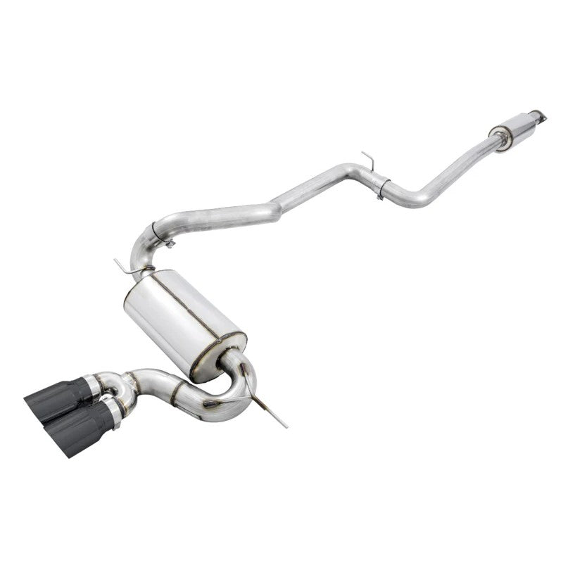 AWE Touring Edition Resonated Cat-Back Exhaust for Ford Focus ST featuring dual 4-inch Diamond Black tips.