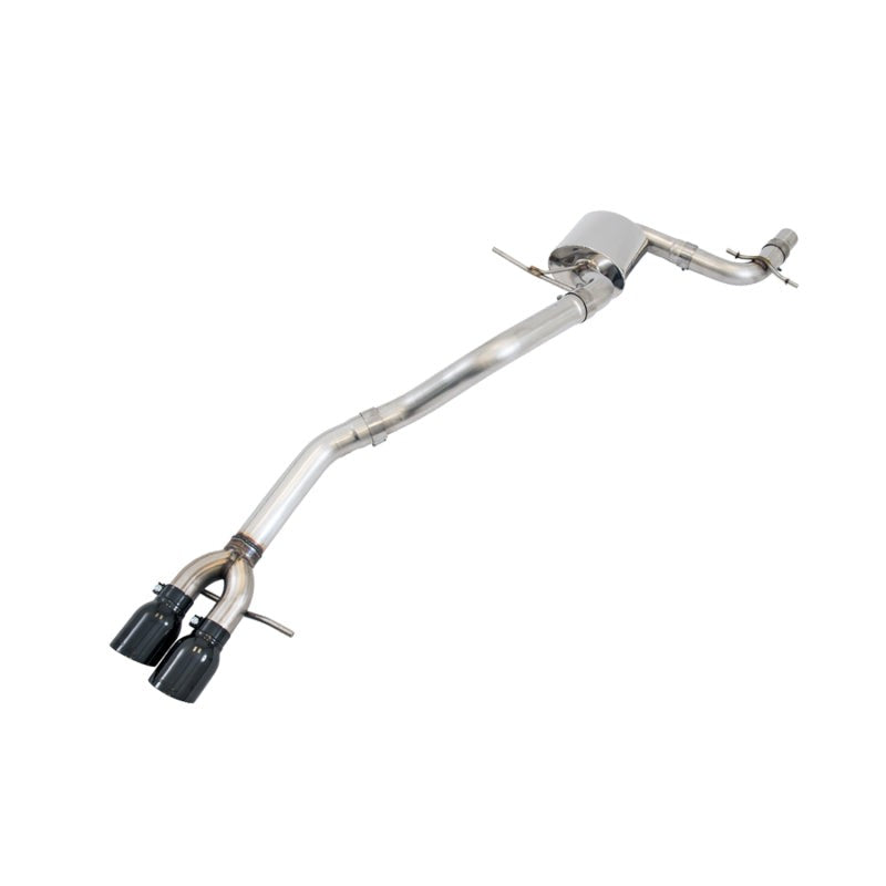 AWE Track Edition cat-back exhaust system with 2.5 inch stainless steel piping and dual 90mm Diamond Black tips.