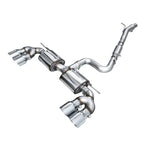 AWE Touring Edition T304L stainless steel quad exhaust for MK8 Golf R featuring 4.5-inch chrome silver tips