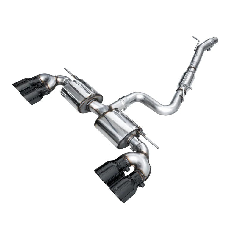 AWE Tuning Touring Edition quad exhaust with diamond black tips for MK8 Volkswagen Golf R.