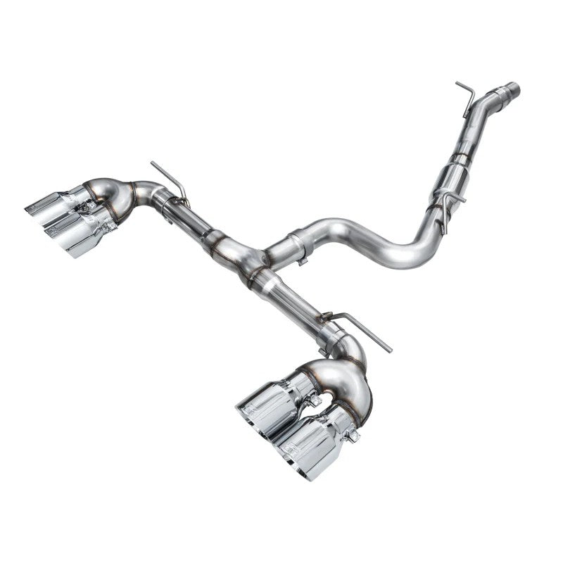 AWE Track Edition 3-inch quad exhaust system with 4.5-inch chrome silver tips for MK8 VW Golf R