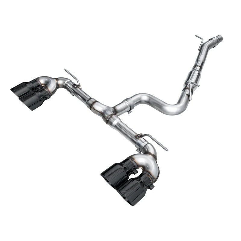 AWE Track Edition quad exhaust system with diamond black 4.5-inch slash-cut tips for Volkswagen Golf R MK8.