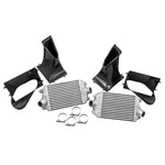AWE ColdFront performance intercooler kit featuring bar and plate cores, carbon fiber ducts, and 6-ply silicone hoses.