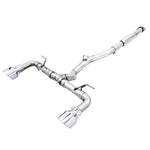 AWE Track Edition cat-back exhaust system featuring 5-inch double-walled chrome silver slash-cut tips