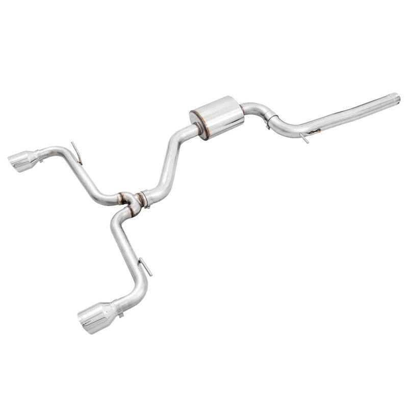 AWE Track Edition cat-back exhaust system for VW MK7.5 GTI with 102mm double-walled chrome silver tips.