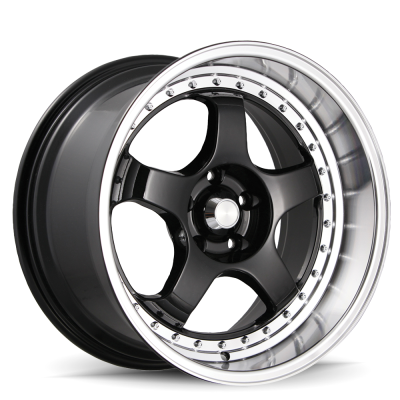 Konig SSM 18x10 5x114.3 wheel featuring a gloss black 5-spoke center and a deep machined lip.