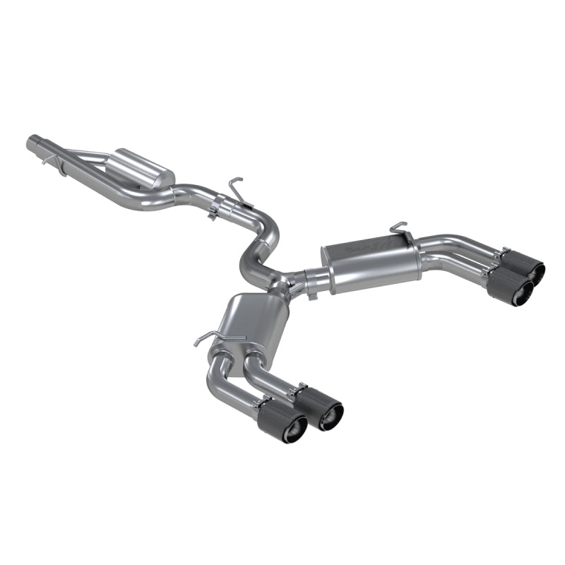 MBRP Armor Pro Series 3-inch T304 stainless steel exhaust system with quad 4-inch carbon fiber tips for Audi S3 and RS3