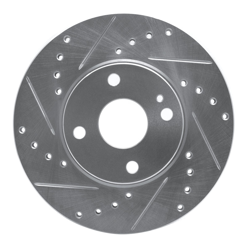R1 Concepts silver drilled and slotted front left brake rotor for 1994-2002 Mazda Miata