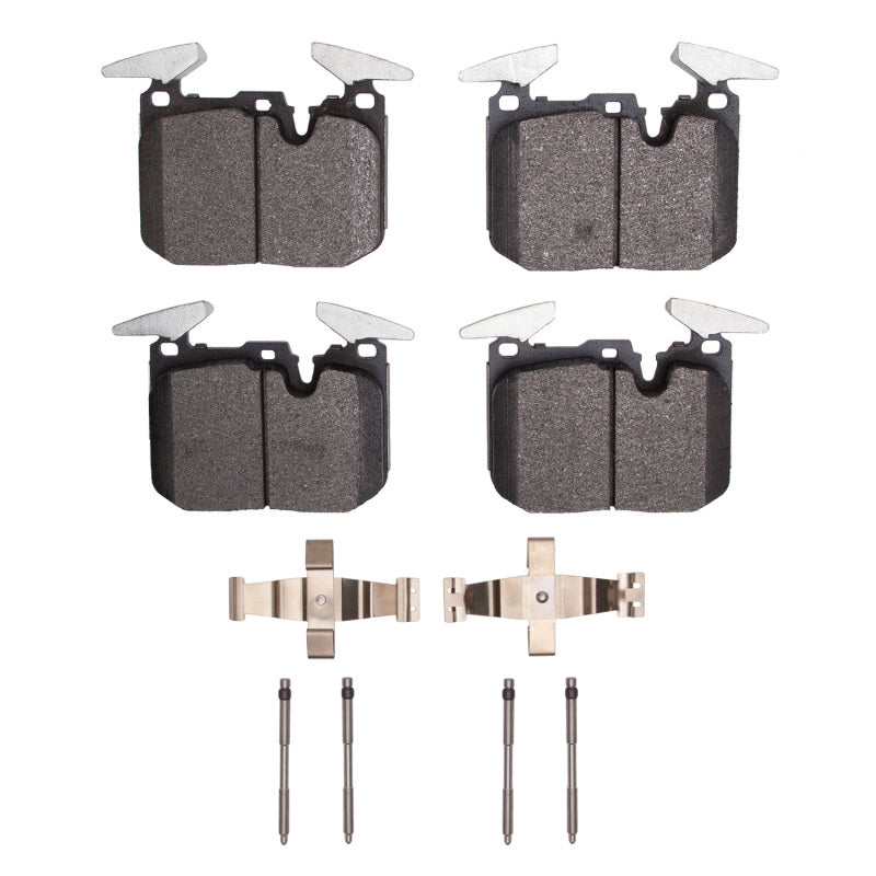 DFC 4000 HybriDynamic front brake pads with included stainless steel hardware clips for BMW 2, 3, and 4 Series.