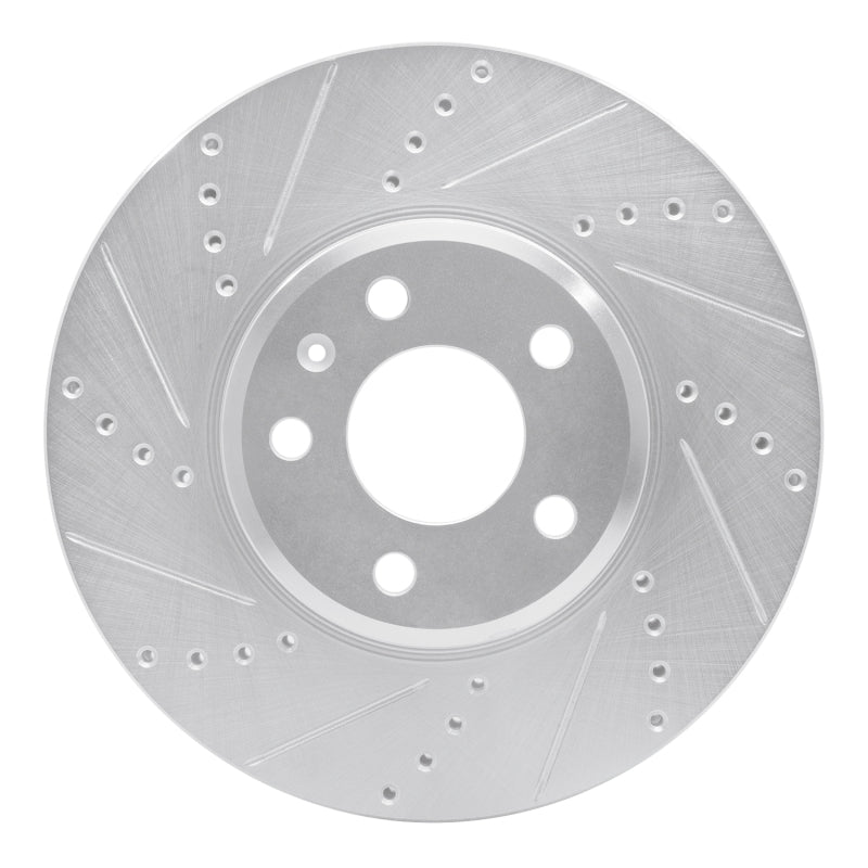 R1 Concepts silver finished drilled and slotted front left performance brake rotor