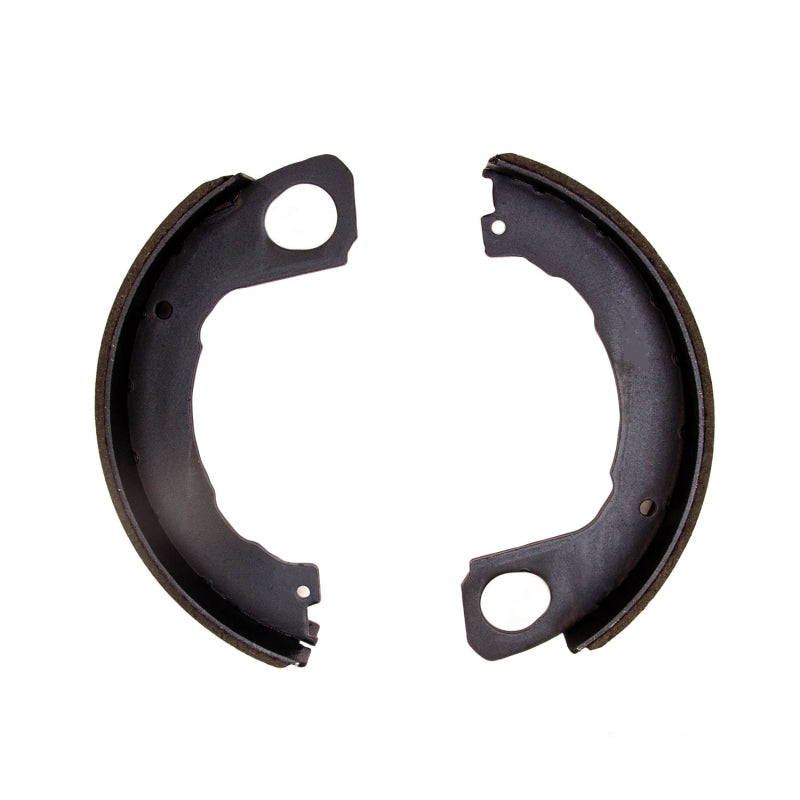 DFC semi-metallic parking brake shoes with black anti-rust finish and carbon steel construction
