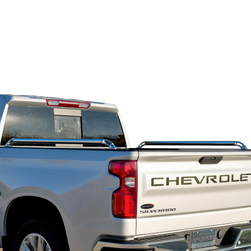 Polished 1.75 inch 304 stainless steel Putco Locker side rails with chrome die-cast tie-down ends