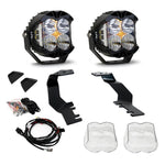 Baja Designs LP4 LED pods and black A-pillar mounting brackets for 2022-2026 Toyota Tundra and Sequoia