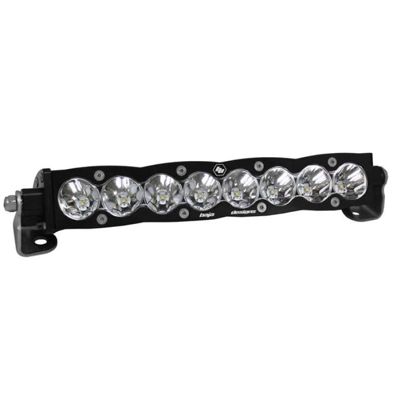 Baja Designs S8 Series 10-inch slim LED light bar with spot pattern optics and aircraft-grade aluminum housing.