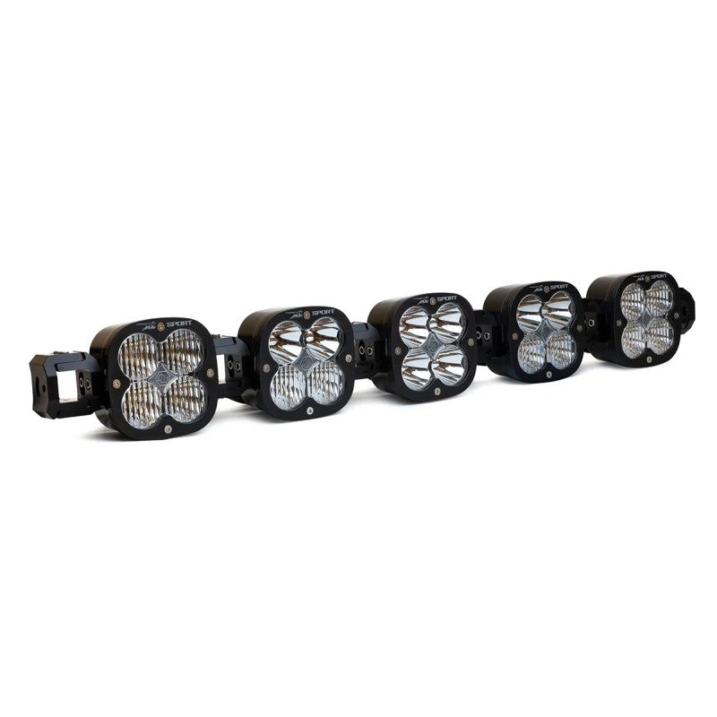 Baja Designs XL Linkable LED light bar with five clear XL series units and adjustable linking hardware.