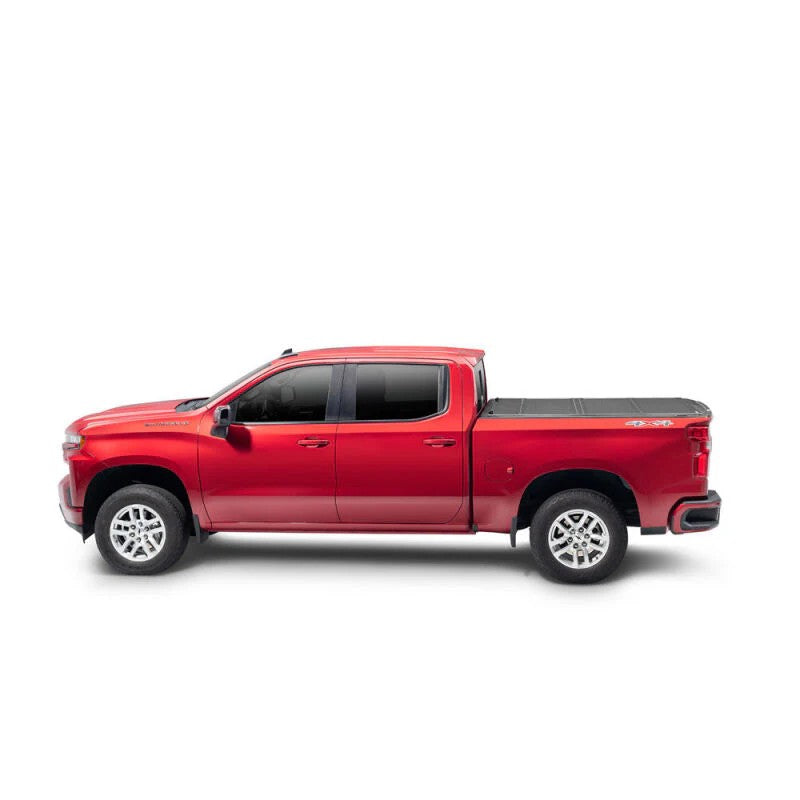 BAK BAKFlip G2 hard folding truck bed cover with aluminum panels and buckle system on a 5ft 8in truck bed.