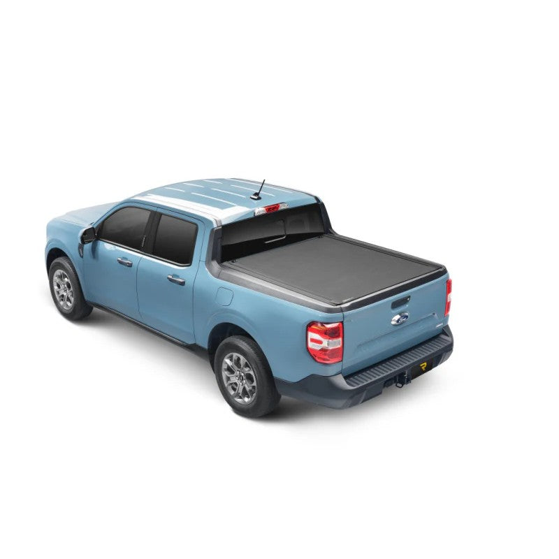 BAK Revolver X4s matte black hard rolling truck bed cover installed on a 2022-2026 Ford Maverick.