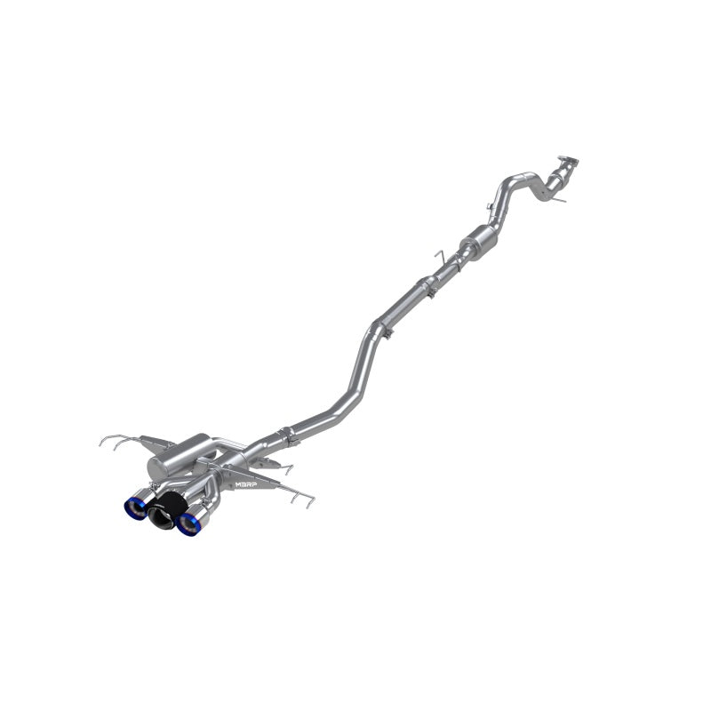 MBRP 3-inch T304 stainless steel cat-back exhaust system with triple burnt center-exit tips for Honda Civic Type R