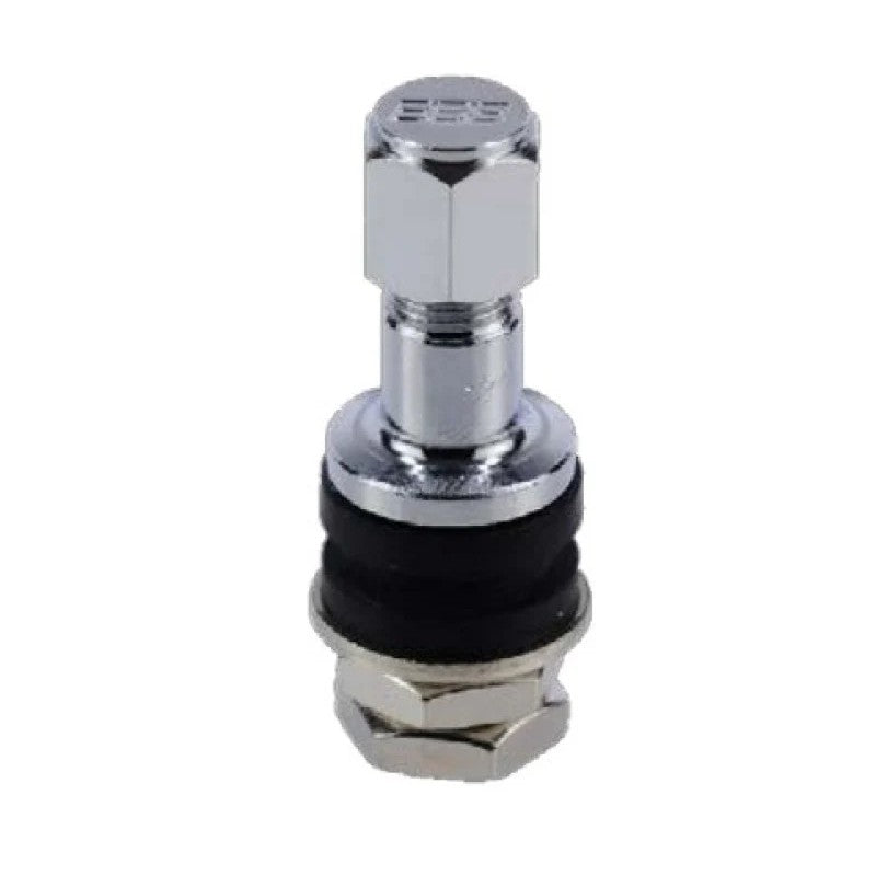 BBS 11.3mm polished steel valve stem for automotive wheels.