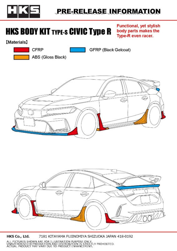 HKS Body Kit Type-S Front Spoiler for 2023-2024 Honda Civic Type R (FL5)