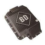 BD Diesel 356T6 cast aluminum deep sump transmission pan with cooling fins and magnetic drain plug
