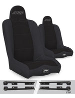 PRP Daily Driver High Back Suspension Seats with Adapters for 2007-2018 Jeep Wrangler JK/JKU - Black Pair