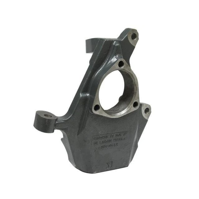 Belltech 2509 black powder-coated CNC-machined ductile iron 2-inch drop spindles for GM 1500 trucks and SUVs.