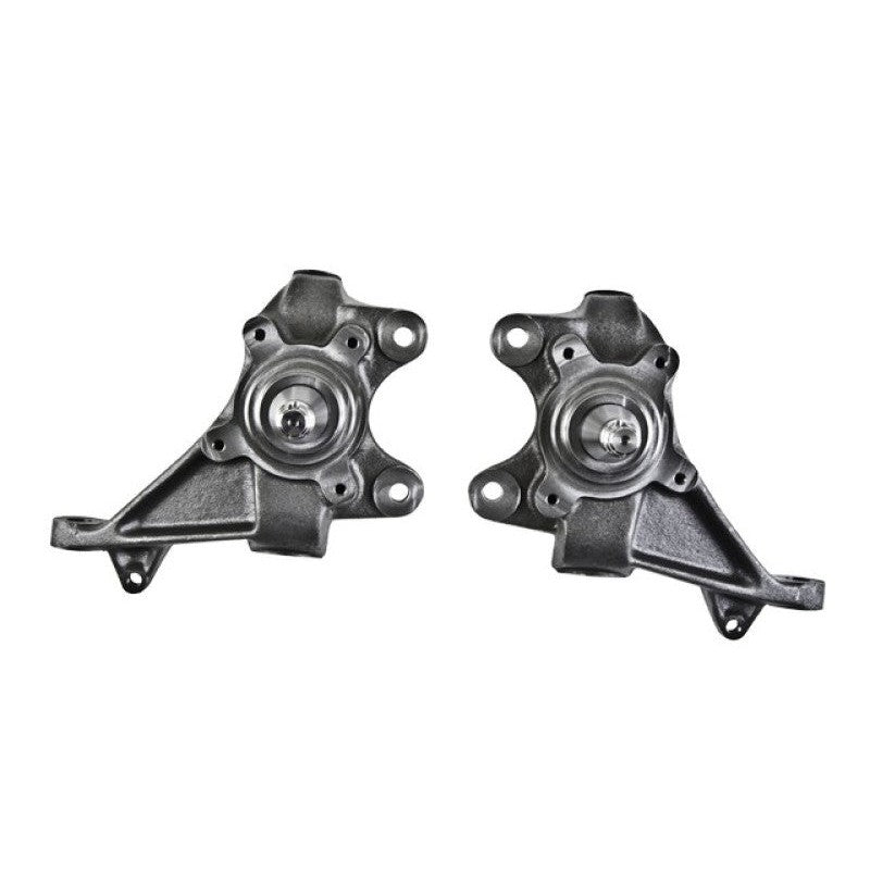 Belltech black powder coated CNC-machined ductile iron 2-inch drop spindle set for 1984-1995 Toyota Pickup