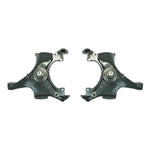 Belltech powder-coated CNC-machined ductile iron 2-inch drop spindle set for 1988-2000 GM trucks and SUVs.