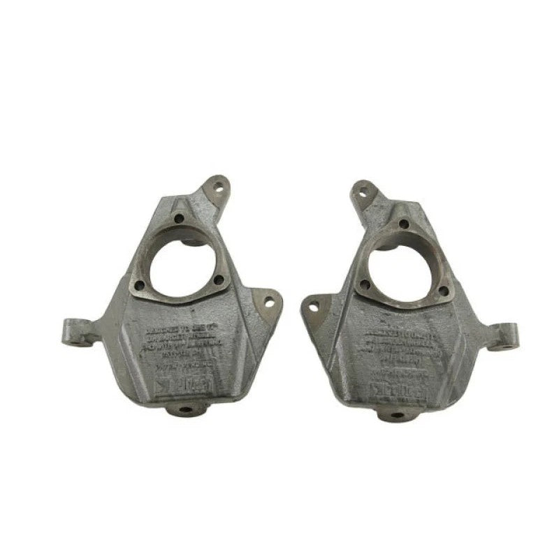 Belltech 2511 2-inch drop spindle set made of CNC machined powder-coated ductile iron.