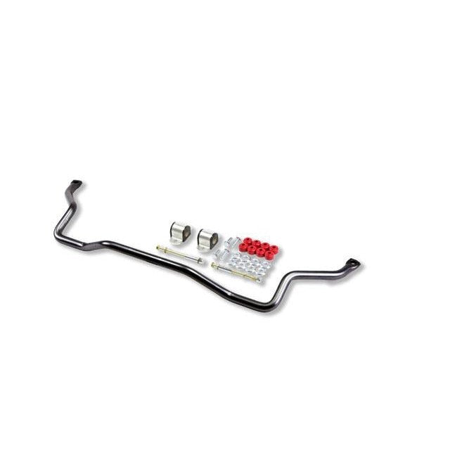 Gunmetal grey Belltech front anti-sway bar (MPN 5458) with installation hardware and polyurethane bushings.