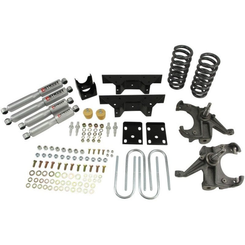 Belltech 707SP Street Performance complete lowering kit components including shocks and mounting hardware