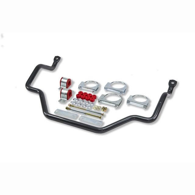 Belltech 5508 gunmetal grey solid steel rear anti-sway bar with polyurethane bushings and Grade 8 mounting hardware.