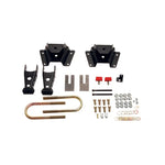 Belltech 6419 rear lowering kit including two black powder-coated leaf spring hangers and two lowering shackles.