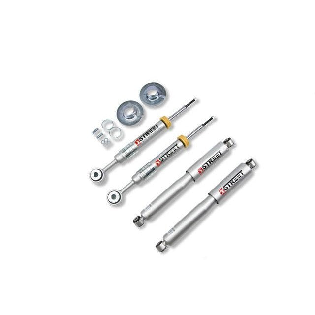 Belltech Street Performance twin-tube shock absorber with 45mm body, steel dust cover, and rubber bushings.