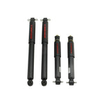 Belltech Nitro Drop 2 twin-tube shock absorber featuring a white finish, steel dust cover, and rubber bushings.
