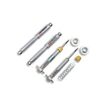 Belltech Street Performance twin-tube lowering shocks with steel dust covers and vulcanized rubber bushings.
