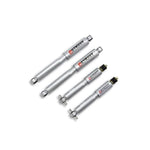 Belltech Street Performance twin-tube lowering shock set with steel dust covers and vulcanized rubber bushings.