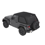 Bestop Trektop soft top in Black Diamond finish installed on a 2-door Jeep Wrangler JL