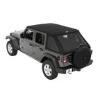 Bestop Trektop slant-back soft top in Black Diamond finish on a four-door Jeep Wrangler JL