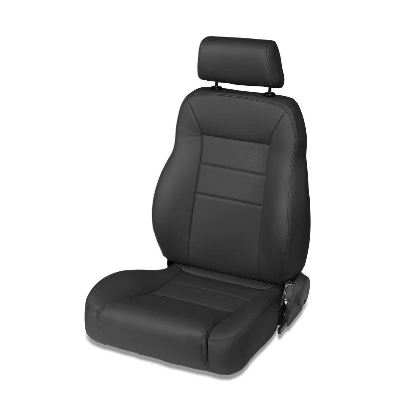 Bestop Trailmax II Pro Front Passenger Side Seat in All Vinyl Black Denim for Jeep CJ7 and Wrangler