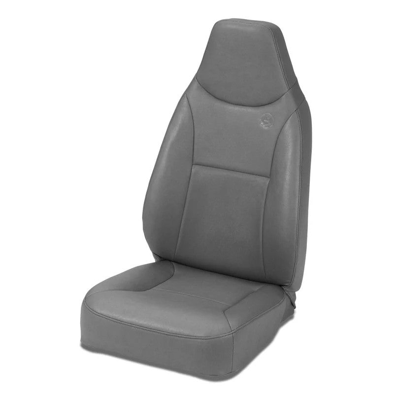Charcoal and gray vinyl Bestop Trailmax II Standard high-back front seat for Jeep CJ7 and Wrangler.