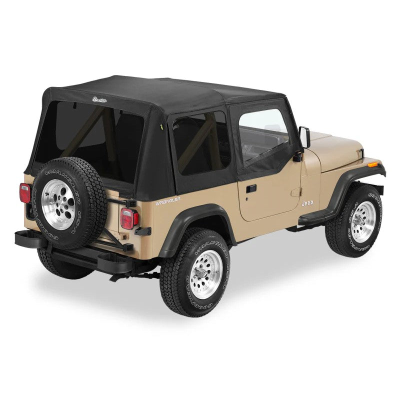 Bestop Replace-A-Top in Black Denim with tinted windows and door skins for 1988-1995 Jeep Wrangler YJ