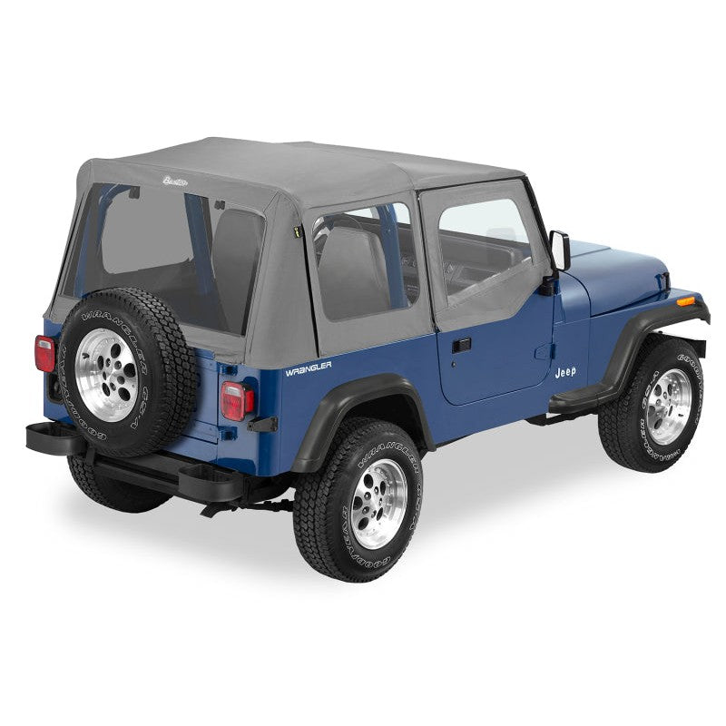 Bestop Replace-A-Top in charcoal fabric with clear windows and door skins for 1988-1995 Jeep Wrangler YJ